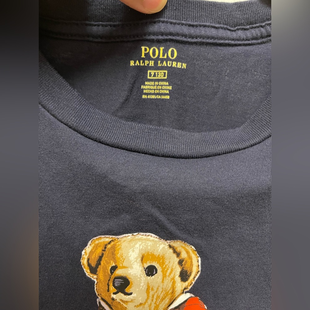 Polo by Ralph Lauren Boys Navy Blue Polo Bear USA T-shirt Sz. 7 - Picture 3 of 8